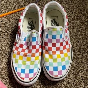 Rainbow slip on vans